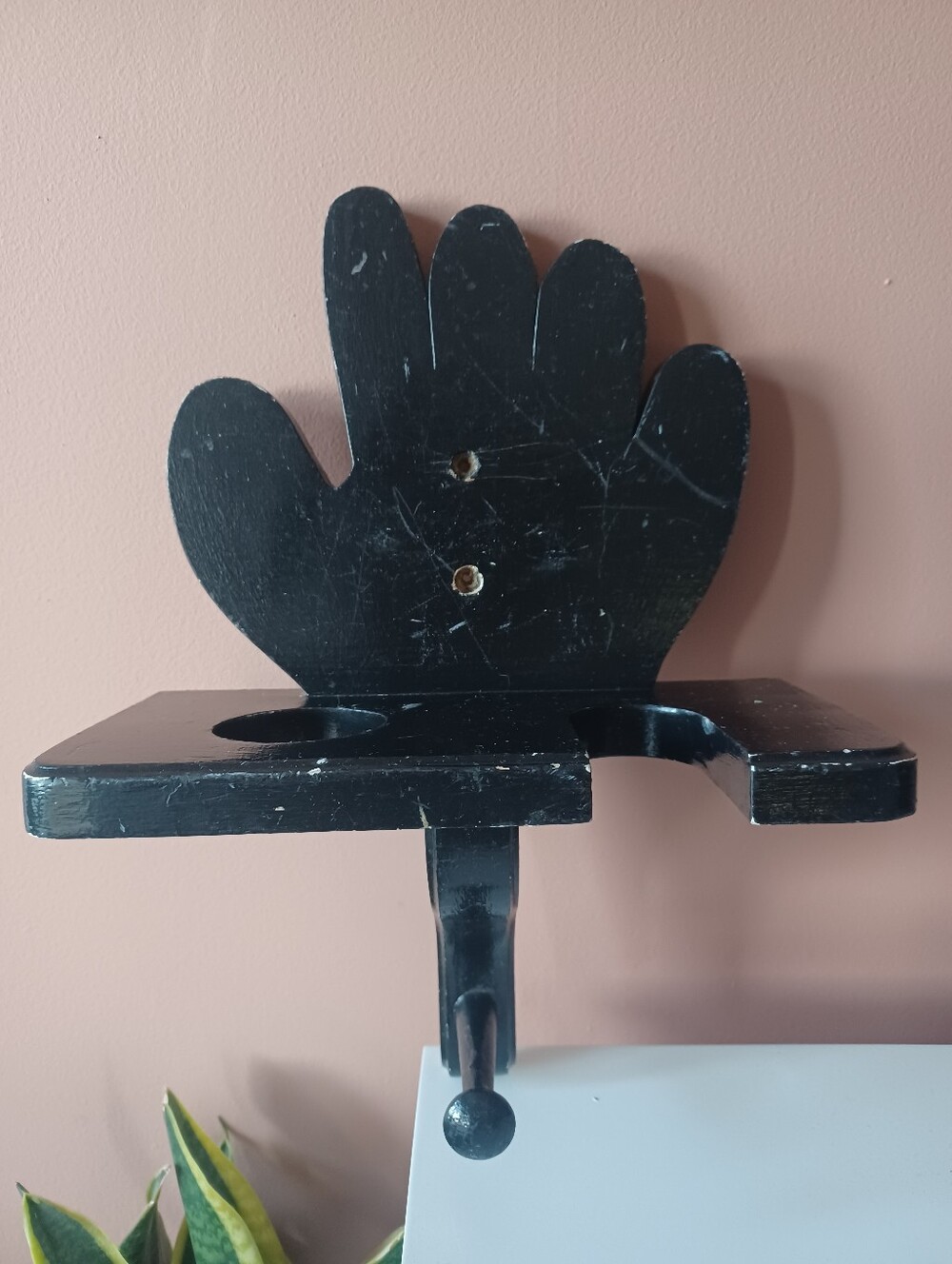 BASEBALL Vintage Wood Mitt Shape Shelf for Ball Gear Sports Team Glove Decor
